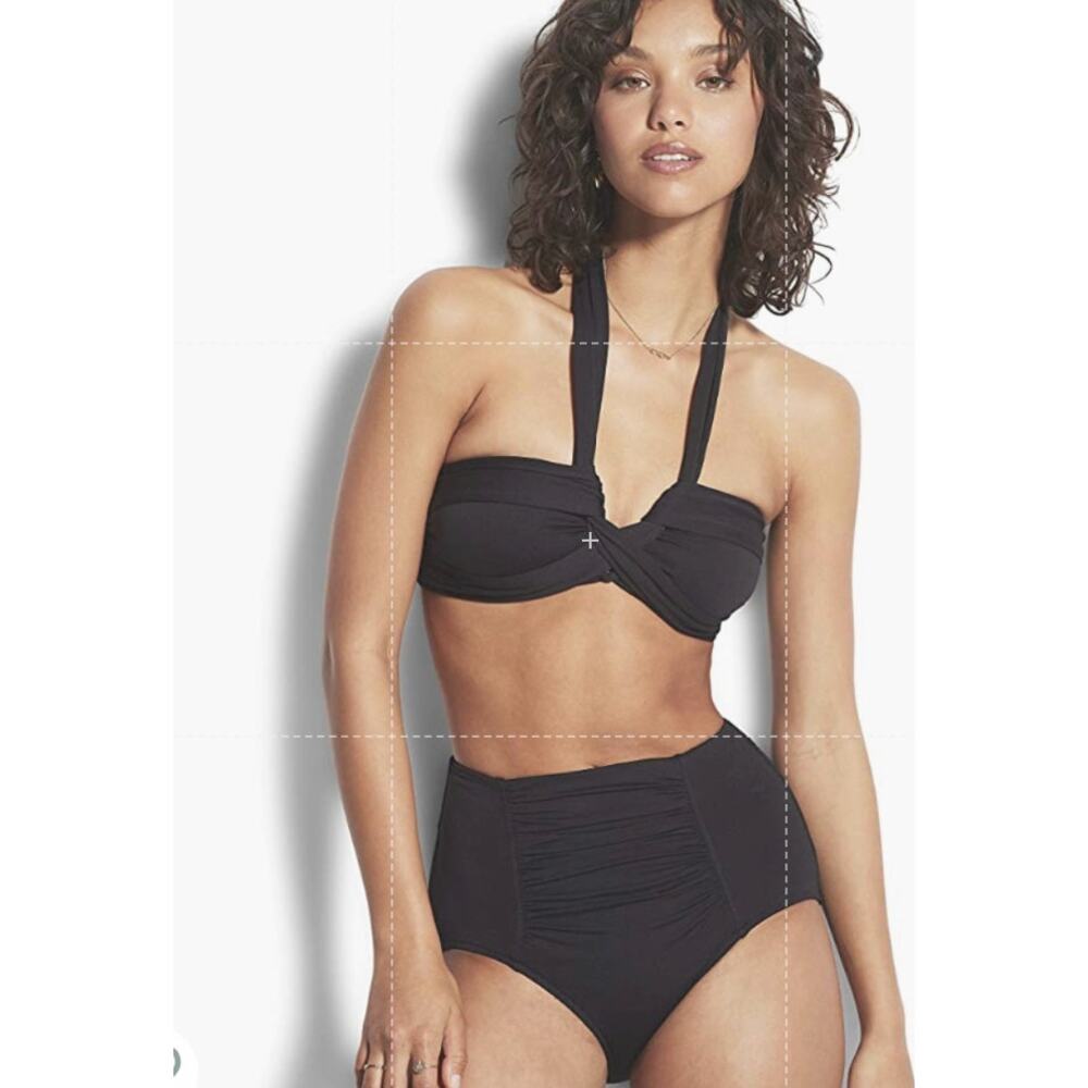 Seafolly Black Halter Bikini Top - Stylish Women's Size 12